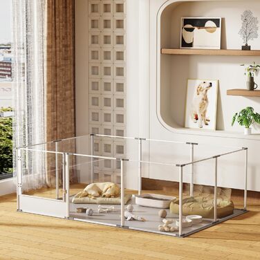 Кія для собак BingoPaw: вольєр для цуценят та собак, 8 елементів, 60 см, XXL, з дверцятами та водовідштовхувальним дном (180x120x61 см)