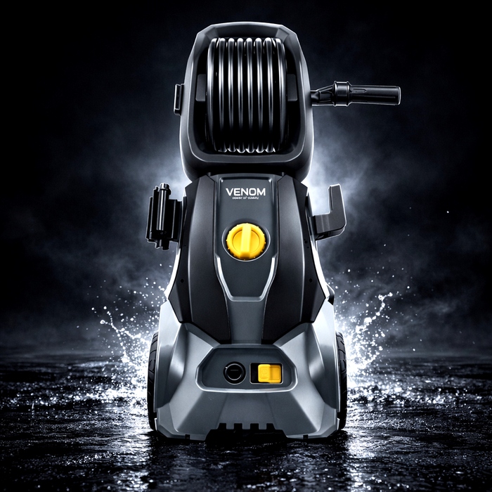 Мийка високого тиску VENOM 1800W, алюмінієвий насос, 140 бар, шланг 5,2 м із котушкою