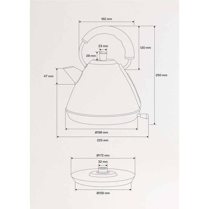 Retro Electric Kettle - Cream White - 1L Capacity