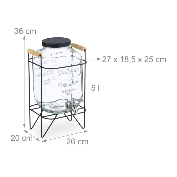 Relaxdays Drink Dispenser with Stand 5L