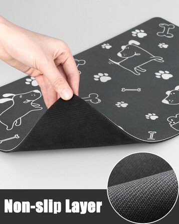 Нековзна підкладка під миску для собак та котів: чорний колір, 40x60 см. Швидковисихаюча, легко миється. Підкладка для миски для тварин