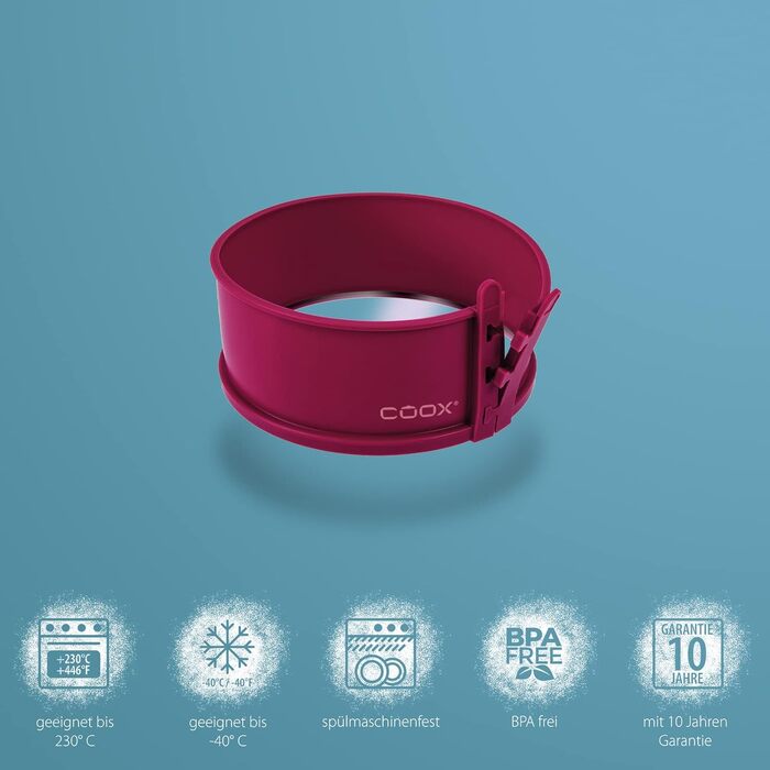 Форма для випічки Coox Springform з скляним дном 18 см бордова. Подача та нарізка без перекладання