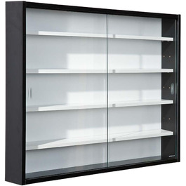 Колекційна підвісна вітрина Inter Link Collecty з МДФ та скла, чорна/біла, 80x60x9,5 см, настінна шафа-вітрина для зберігання та демонстрації колекцій