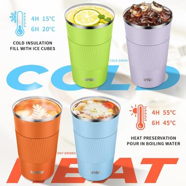 Термокружка KETIEE 510мл, з подвійними стінками, для кави та чаю, зелений колір