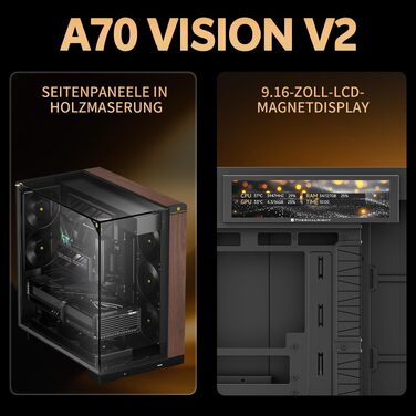 Ігровий корпус Thermalright A70 Vision V2 ATX з LCD-дисплеєм 9.16'', панорамною підсвіткою та підтримкою 8 вентиляторів