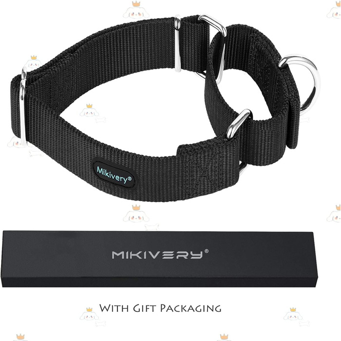 Нашийник для собак Mikivery Marraht з металевим декором, різнокольоровий, для маленьких, середніх та великих собак, чорний, розмір M: 35.5-53 см