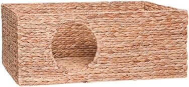 Cat basket for Billy shelving unit, natural cat basket, cat cave, small animals, rabbits, guinea pigs, cave, 75 x 29 x 25 cm. Material: Woven water hyacinth.