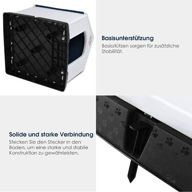 Будка для собак COSTWAY, пластикова хатинка для собак з піднятим дном та водонепроникним дахом, хатинка для домашніх тварин, для саду, приміщень та вулиці, блакитно-біла (70x65x71,5 см)