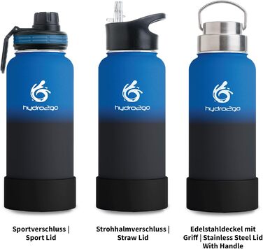 Stainless Steel Water Bottle – BPA-free Thermos Bottle for Kids, School, Sports & Outdoor – Keeps Drinks Hot for up to 12H and Cold for up to 24H – Includes 3 Drinking Lids – (Space, 950 ml)