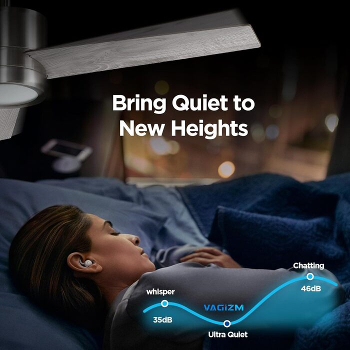 Стеляний вентилятор з підсвіткою для спальні: 132 см, тихий вентилятор з дистанційним керуванням, ідеально підходить для вітальні, горіх, 6 швидкостей та триколірне регулювання яскравості – 220-240V (3 - Сірий)