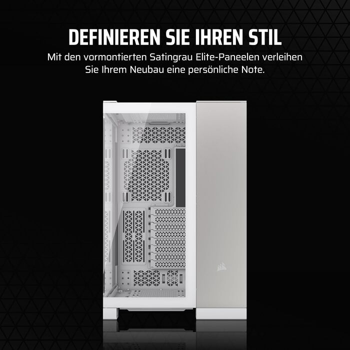 Корпус Corsair 6500X Mid-Tower ATX - Без вентиляторів, 2-камерний дизайн, сумісний з платами зворотного підключення, загартоване скло, білий/сірий