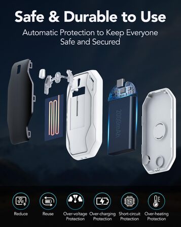 Електричні грілки для рук PHEJIE, 2 шт. - 3 режими нагріву, портативні, для активного відпочинку, кемпінгу, гольфу, подарунок для жінок та чоловіків (чорний/білий)