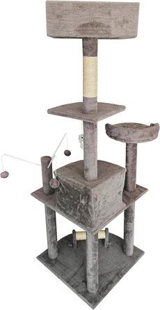 Кігтеточка для котів ESTEXO, 163 см, сірий колір. Ігровий комплекс, кріпиться до стіни, для котів
