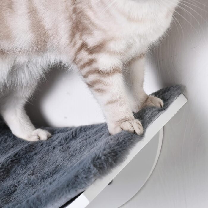 PawHut Cat Bed, Wall-Mounted Cat Bed, Cat Shelf, Wall Mount, Plush Cushion, MDF (white / gray)