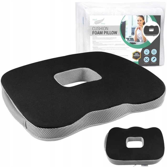 Ортопедична подушка для сидіння з отвором Medi Sleep, 45 x 35 x 7 см