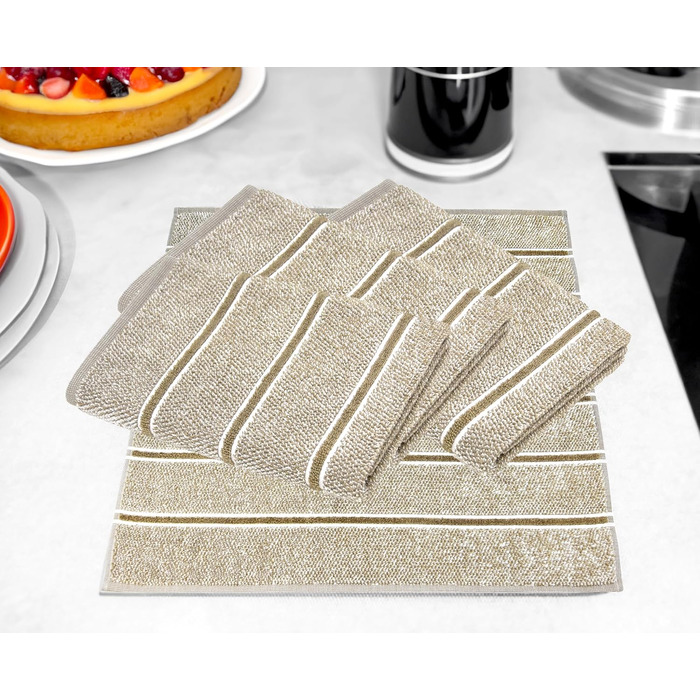 Lashuma Striped Towels 50x50 cm for the Kitchen, Lucerne Kitchen Towels Beige