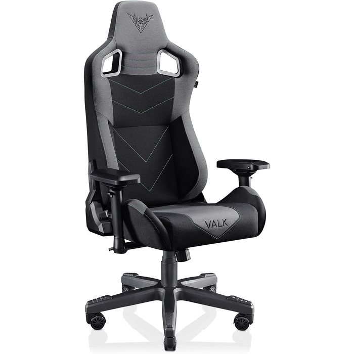 Ігровий крісло VALK Gaia з дихаючого матеріалу, ергономічний офісний крісло, кут нахилу спинки 160º, 4D підлокітники, газліфт Класу 4, професійне геймерське крісло (Онікс Чорний)