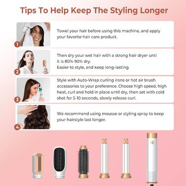 Набір для укладки волосся 5 в 1, Air Styler: фен-щітка, плойка для локонів, автоматична завивка, білий