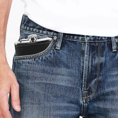 Фляга Vasmeiy з нержавіючої сталі, 227мл, чорна, полірована, для алкоголю, компактний набір для стильного відпочинку