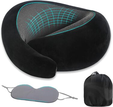 Подушка для шиї у подорожах: бамбукова, з маскою для очей, Memory Foam, для авто, поїздів, літака та офісу