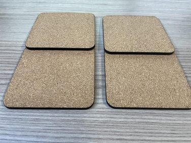 MDF coaster, blank, cork base, 9 x 9 cm, white, blank, square, 50 pieces