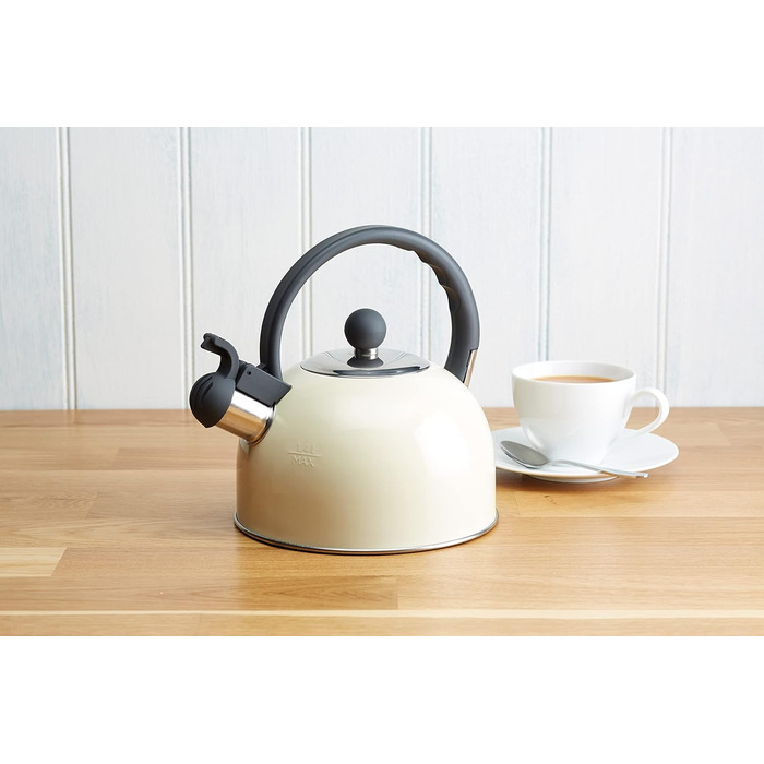 Чайник KitchenCraft Living Nostalgie з свистком, індукційний, металевий, 1.3 л, кремовий