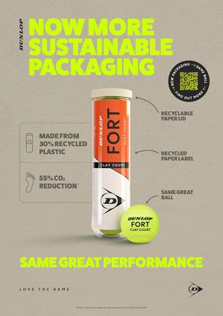 Dunlop Fort Clay Court Tennis Balls - Premium Quality for Clay Courts (3x4 Balls)