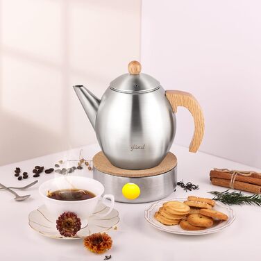 Glass teapot with stainless steel (silver color) 1200ml with 18/8 stainless steel tea strainer tea maker Suitable for tea warmer