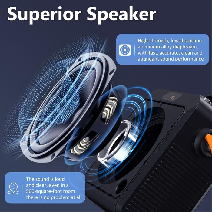 Караоке JYX з 2 мікрофонами, Bluetooth-колонкою та світловим шоу для дорослих та дітей. Портативна акустична система для дому та свят на природі, чорний колір