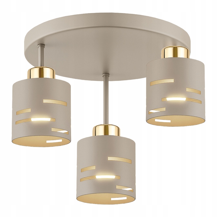 Стельна LED-лампа LEDLUX бежево-золота, металева, 3xE27