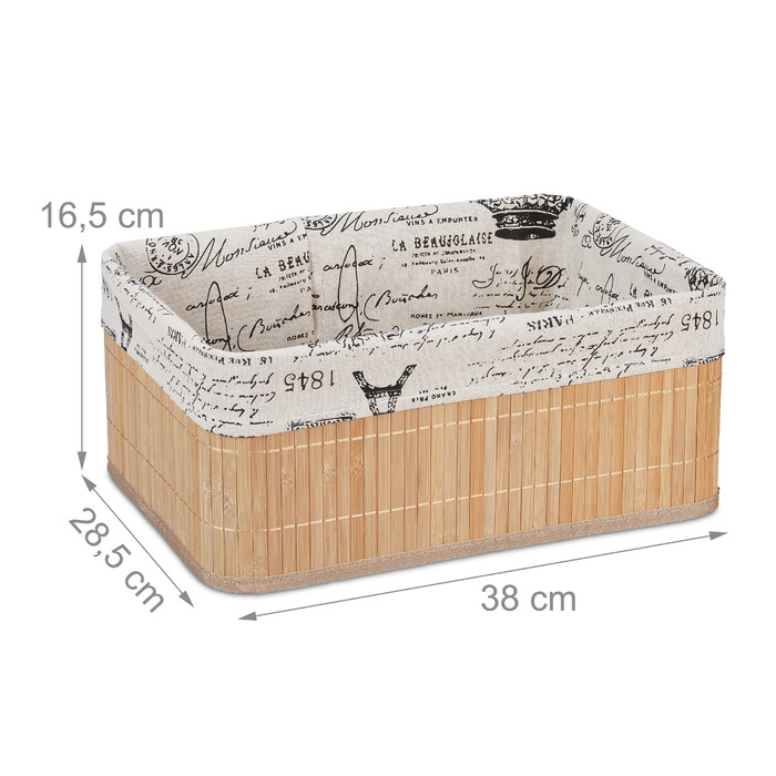 Relaxdays Bamboo Storage Basket with Print
