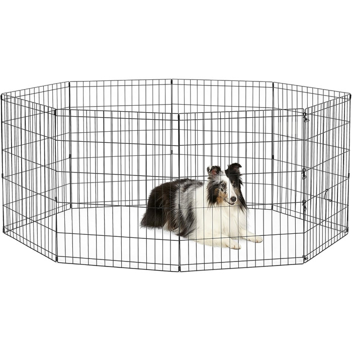New World Dog Playpen - Freestanding Pen, 61x76cm & 157x157x76cm, Black E-Coating