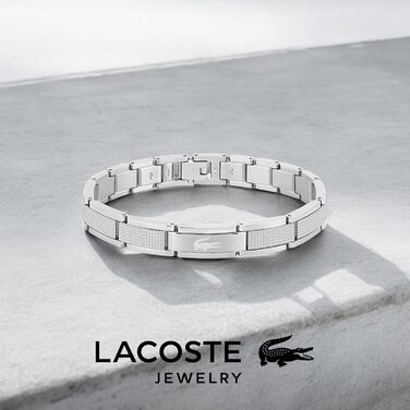 Браслет Lacoste STENCIL для чоловіків з застібкою-кнебелем, з нержавіючої сталі, сріблястого кольору
