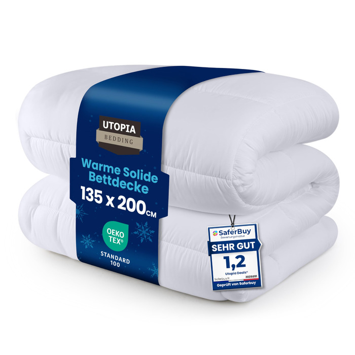 Ковдра Utopia Bedding 135x200 см, всесезонна, 370 GSM, дихаюча, стеганий наповнювач, супер м'яка (біла)