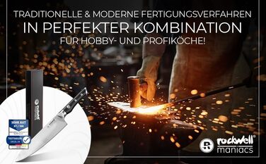 Ніж кухарський Rockwell Maniacs Дамаск з VG10 сталі, 20.5 см, ручка G10