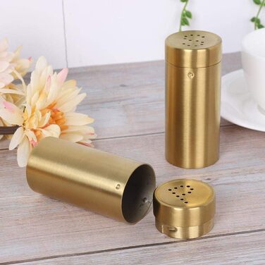 Набір для спецій Nikou: 2 шт. скляні солілки та перечниці з нержавіючої сталі, золоті