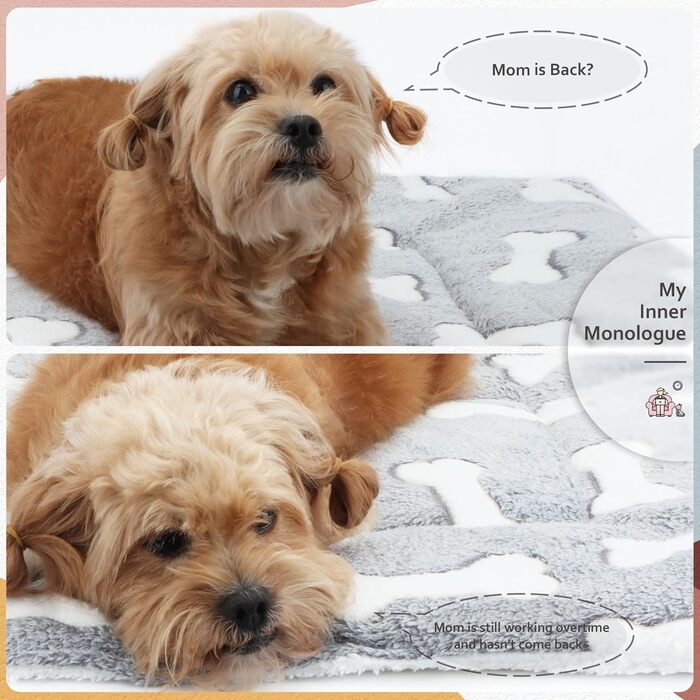 М'який килимок-матрац для собак та котів 60x80 см, білий з принтом кісток