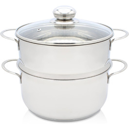 Каструля-пароварка для картоплі Krüger з нержавіючої сталі з кришкою, біо-пароварка з зручним краєм для виливання та енергозберігаючим капсульним дном, 16 см