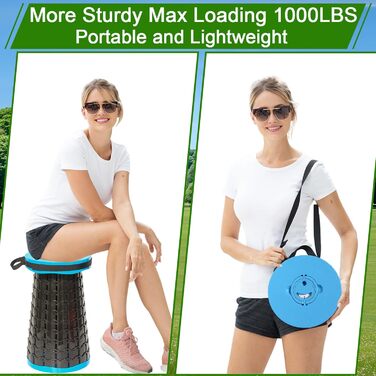 Складаний стілець Upgrade XXL з подушкою, 1000 фунтів вантажопідйомності, для відпочинку на природі, кемпінгу та подорожей (Блакитний)