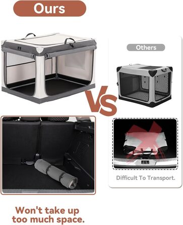 Складана переносна собача будка для великих собак, XL/XXL, сіра, з алюмінієвим каркасом