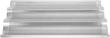 BuyWeek Baguette Baking Sheet, 3-Groove Stainless Steel Baguette Baking Mold French Bread Baking Sheet Pan Kitchen Baking Tool Silver