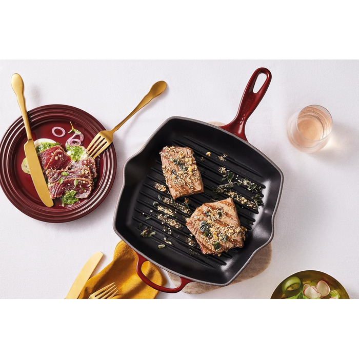 Сковорода-гриль Le Creuset Signature, чавунна, квадратна, 26 см, для всіх типів плит, індукція, 2,86 кг, Chambray