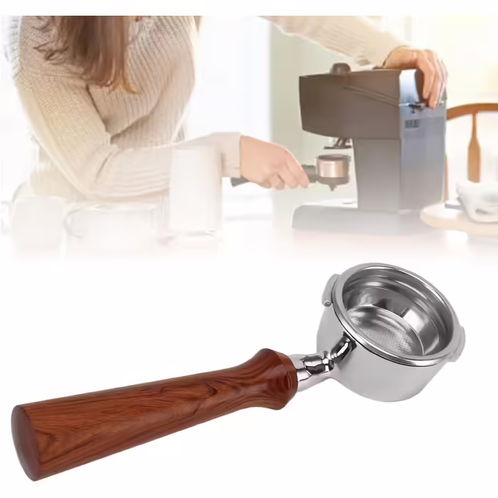 BAOFUYA 58 mm Bottomless Portafilter, Professional Portafilter in Dual Ear Design with Wooden Handle for GAGGIA Coffee Machine (F Palisander)