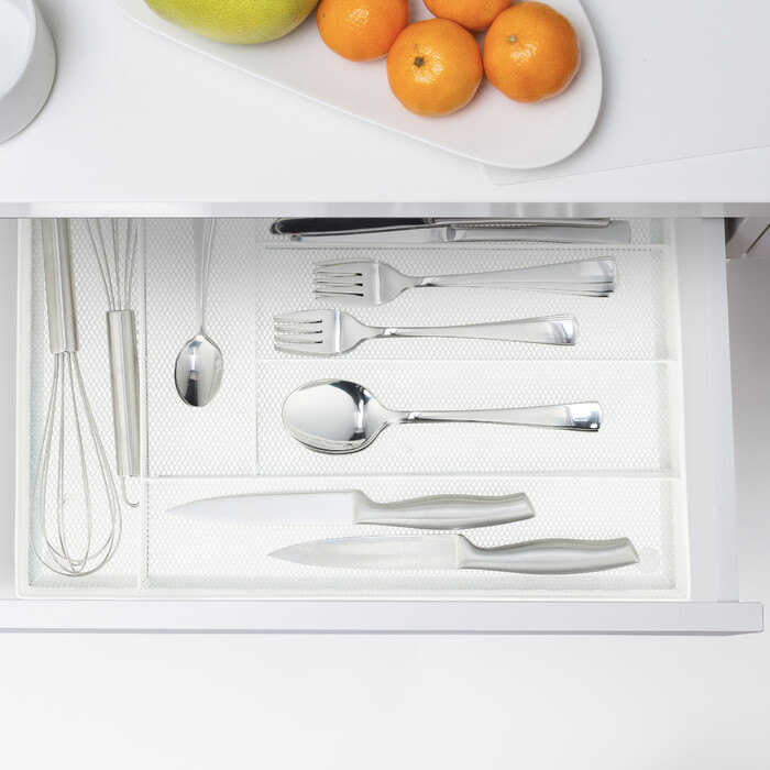 Relaxdays Cutlery Box with 6 Compartments, Metal