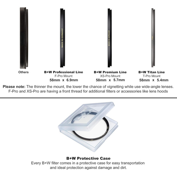 Фільтр B+W 010 UV-Haze- und Schutz-Filter T-Pro, 58 мм, з покриттям MRC Nano, Titan-Finish, ультратонкий, преміум-якість