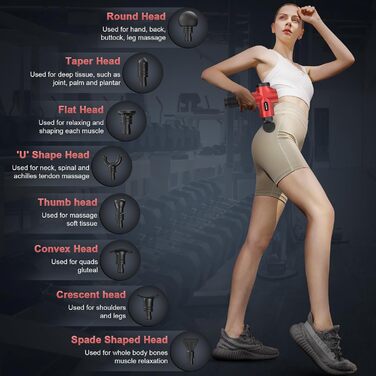 ALDOM Massage Gun - Electric Muscle Massager with 30 Speed Settings & 8 Attachments - Red