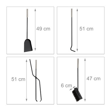 Relaxdays 5-Piece Fireplace Tool Set in Grey/Silver