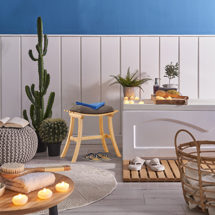 Relaxdays Curved Bamboo Stool