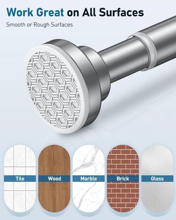 Штанга для душу Uniclife без свердління, 82–204 см, регульована, нержавіюча сталь, для ванної, вікна, шафи, срібна