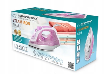 Парова праска Esperanza 2400W, керамічна підошва, система Anti-Drip, рожева